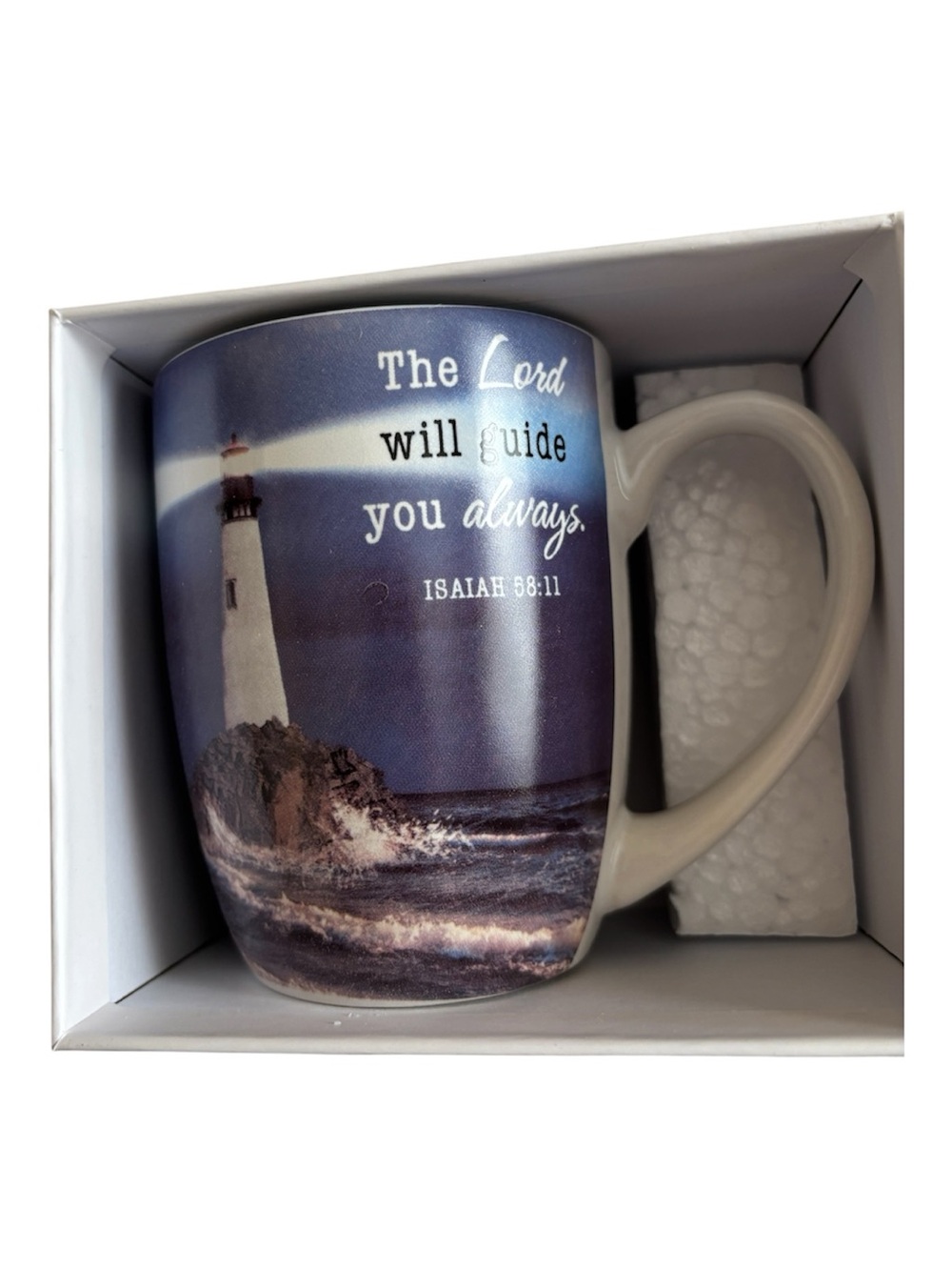 Inspirational Lighthouse Ceramic Mug - Blue NWOT